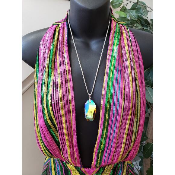 Fashion Nova Mini Dress Womens Medium Multi All Types Sequin Detailed Sleeveless - Picture 5 of 13